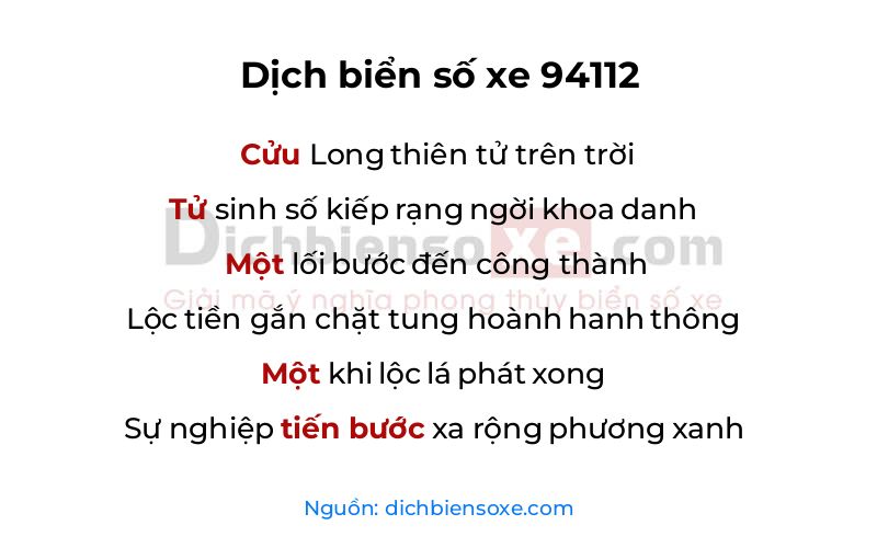 Dịch thơ biển số 94112