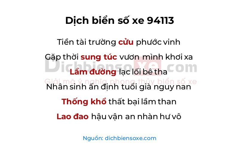 Dịch thơ biển số 94113