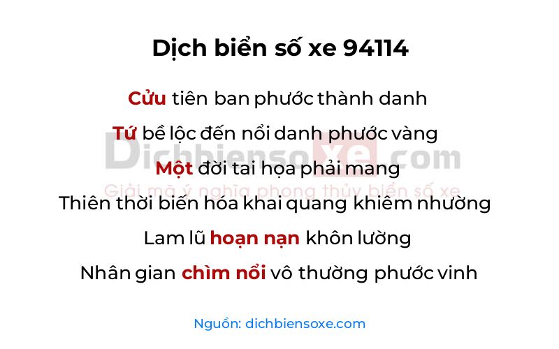 Dịch thơ biển số 94114