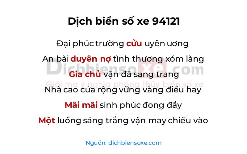 Dịch thơ biển số 94121