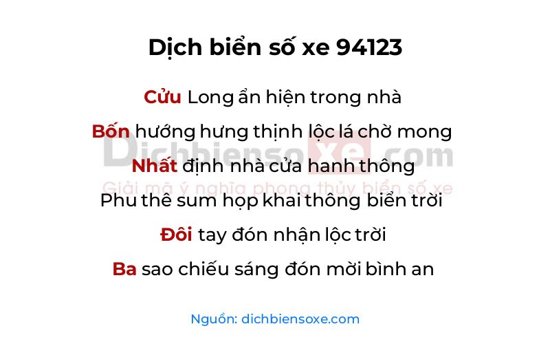Dịch thơ biển số 94123