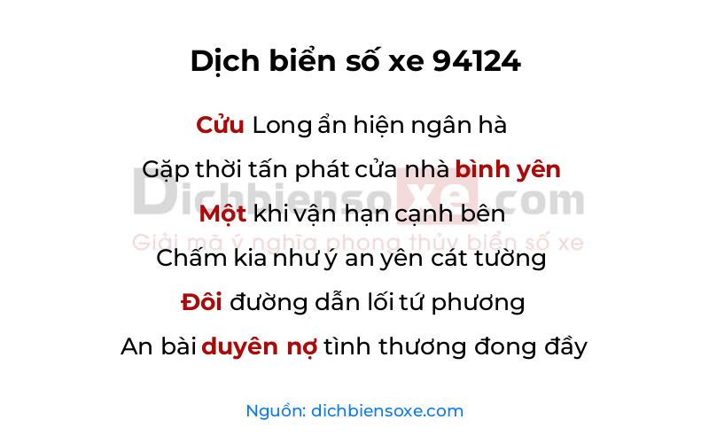 Dịch thơ biển số 94124