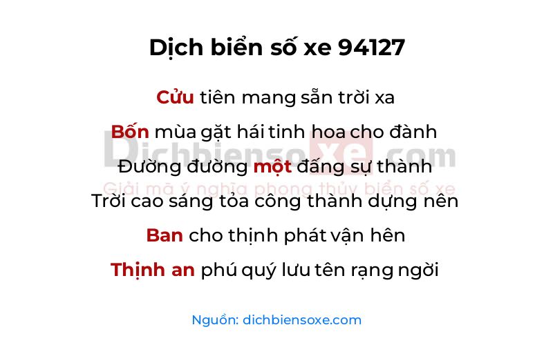 Dịch thơ biển số 94127