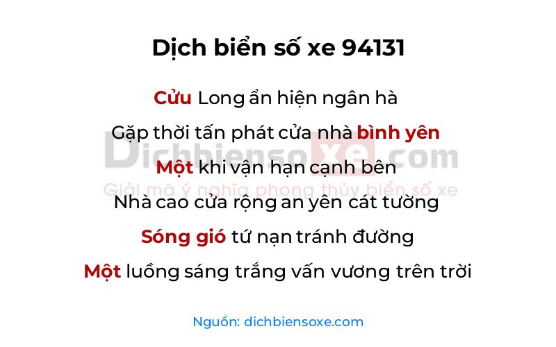 Dịch thơ biển số 94131