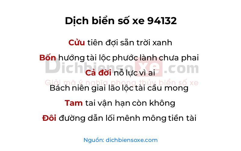 Dịch thơ biển số 94132
