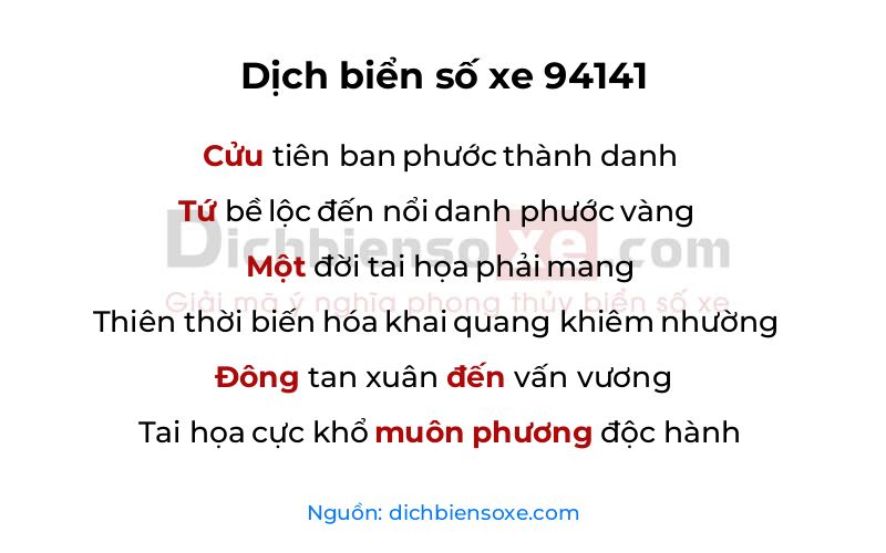 Dịch thơ biển số 94141