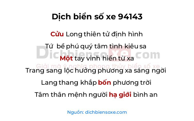 Dịch thơ biển số 94143