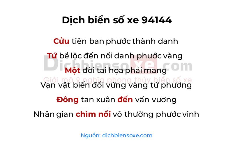 Dịch thơ biển số 94144