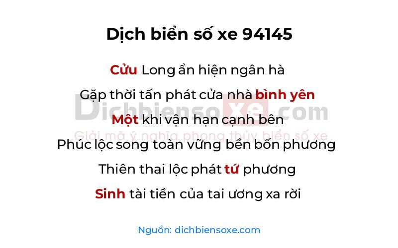 Dịch thơ biển số 94145