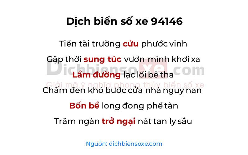 Dịch thơ biển số 94146