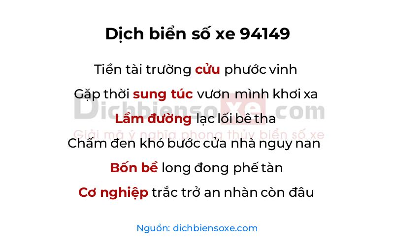 Dịch thơ biển số 94149
