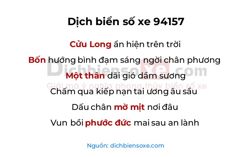 Dịch thơ biển số 94157