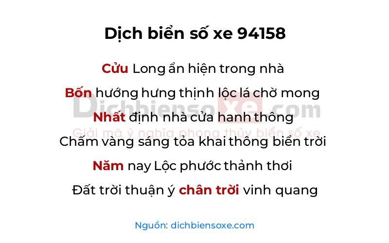 Dịch thơ biển số 94158