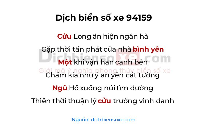 Dịch thơ biển số 94159