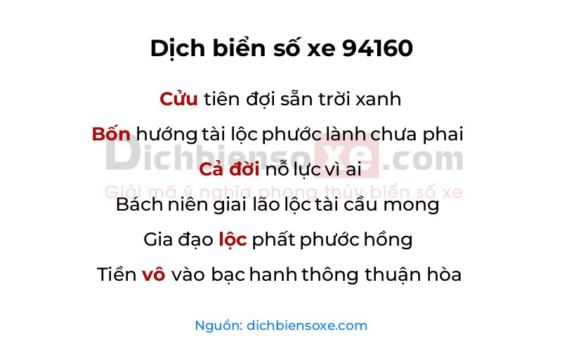 Dịch thơ biển số 94160