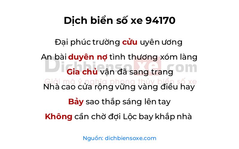 Dịch thơ biển số 94170