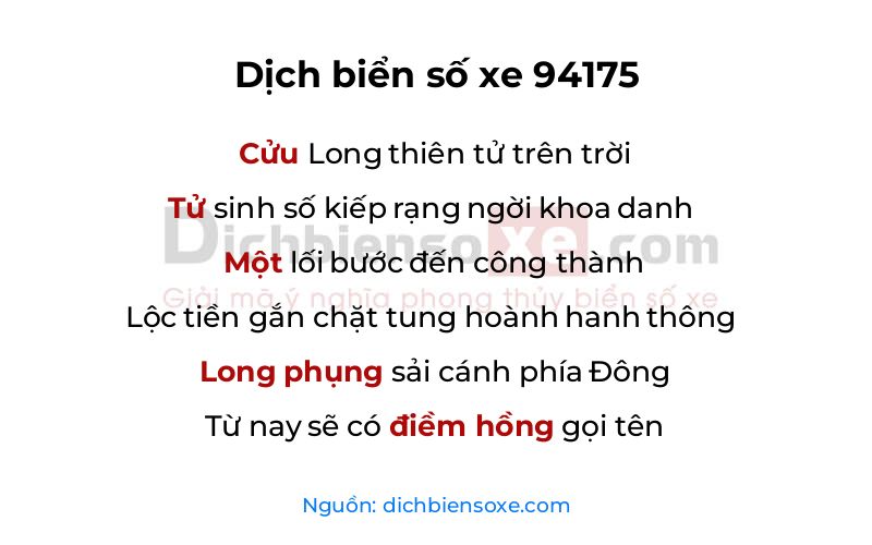 Dịch thơ biển số 94175