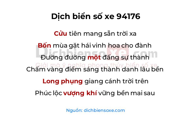 Dịch thơ biển số 94176