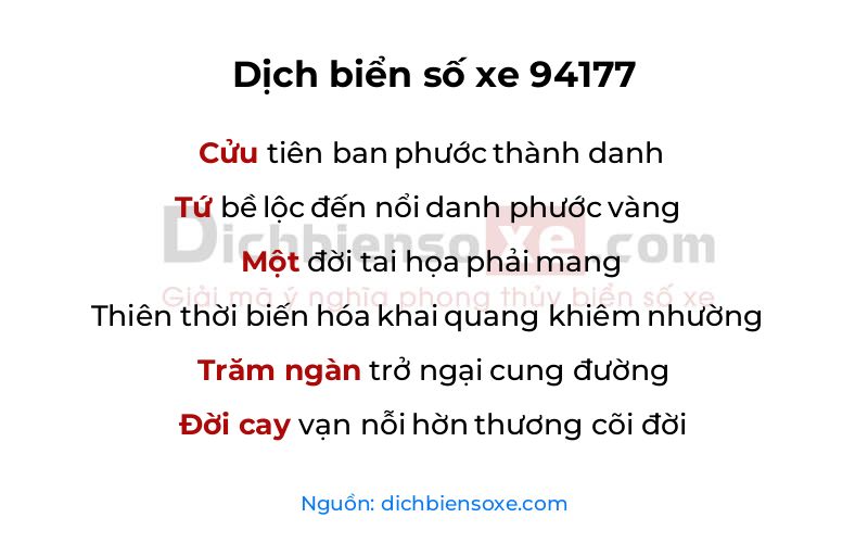 Dịch thơ biển số 94177