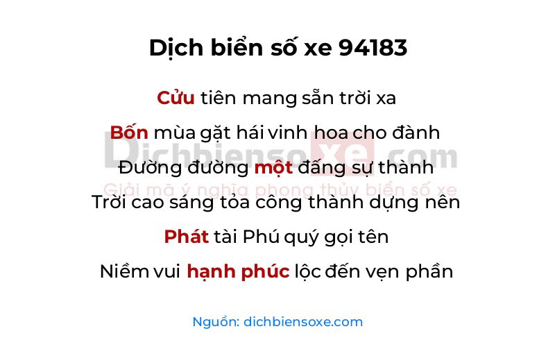 Dịch thơ biển số 94183