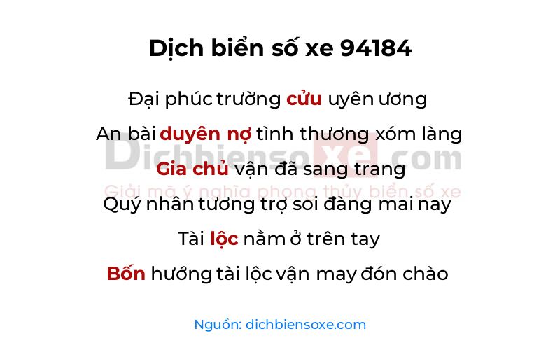 Dịch thơ biển số 94184