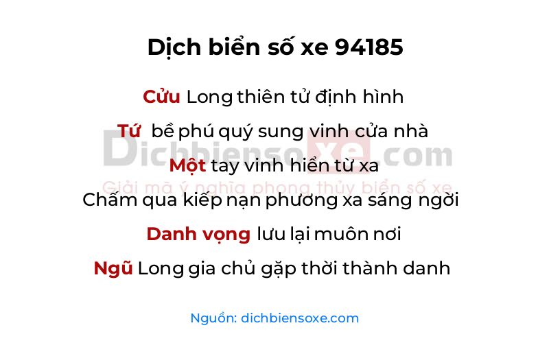 Dịch thơ biển số 94185