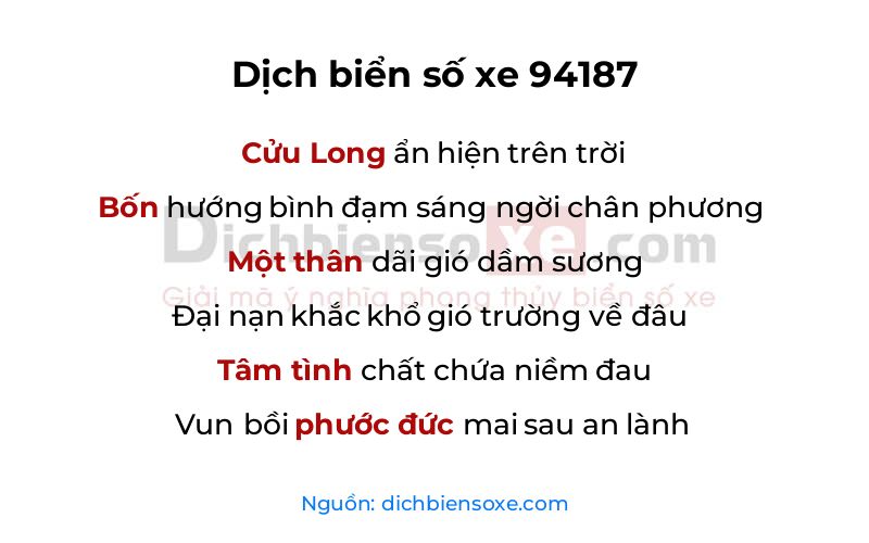 Dịch thơ biển số 94187