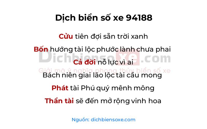 Dịch thơ biển số 94188