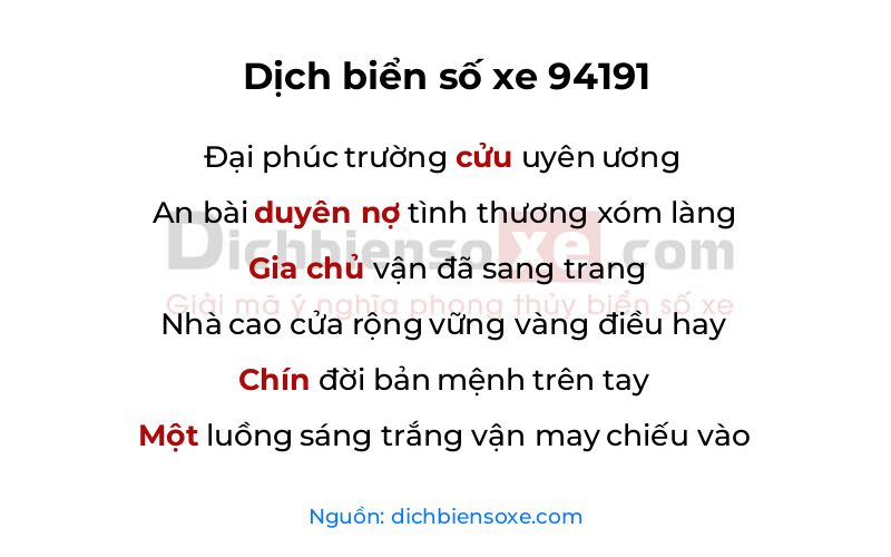 Dịch thơ biển số 94191