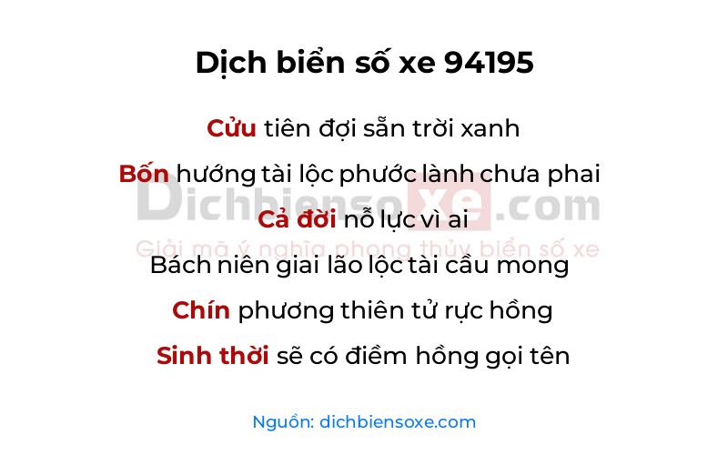 Dịch thơ biển số 94195