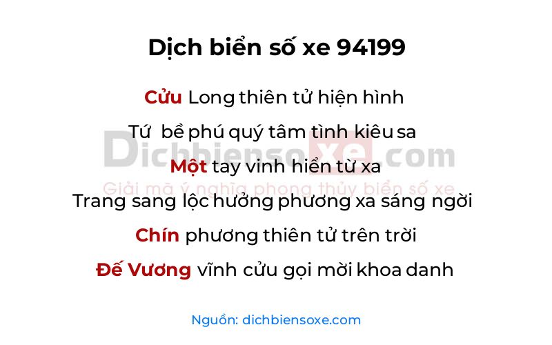 Dịch thơ biển số 94199