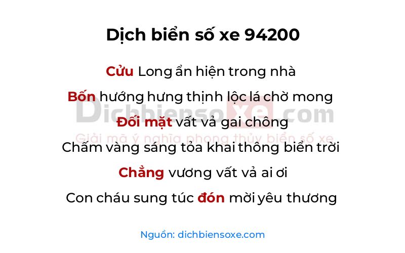 Dịch thơ biển số 94200