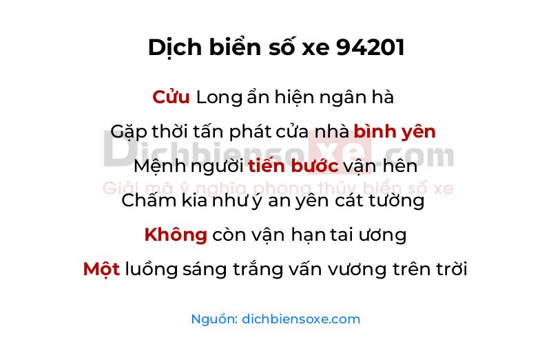 Dịch thơ biển số 94201
