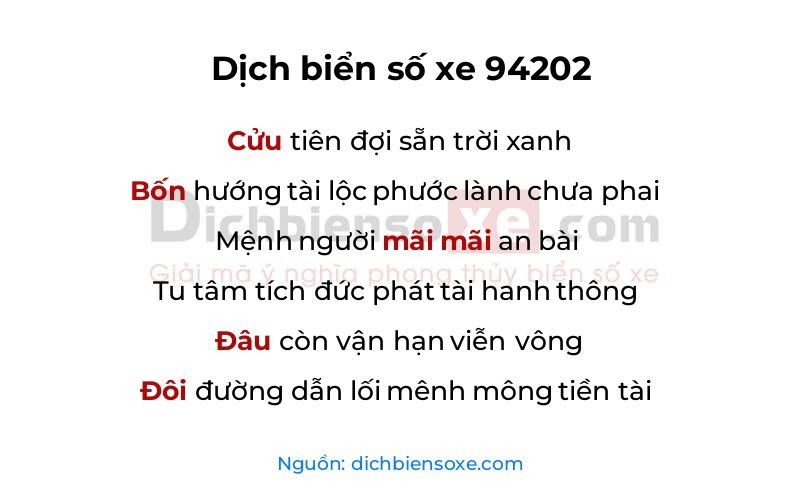 Dịch thơ biển số 94202