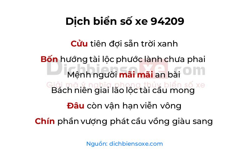 Dịch thơ biển số 94209