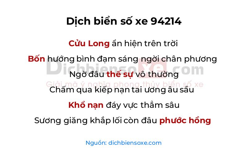 Dịch thơ biển số 94214