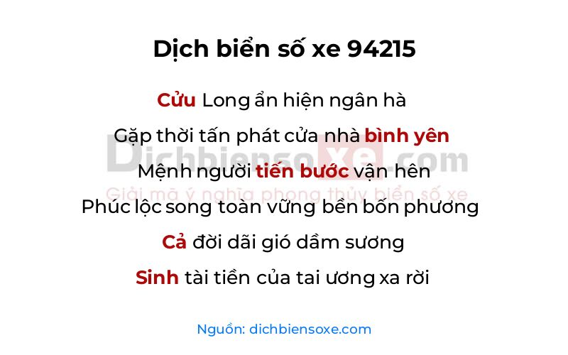 Dịch thơ biển số 94215