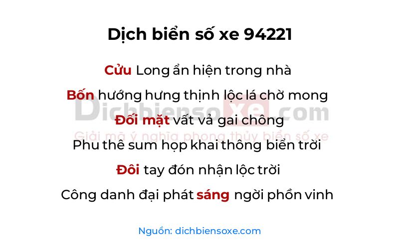 Dịch thơ biển số 94221