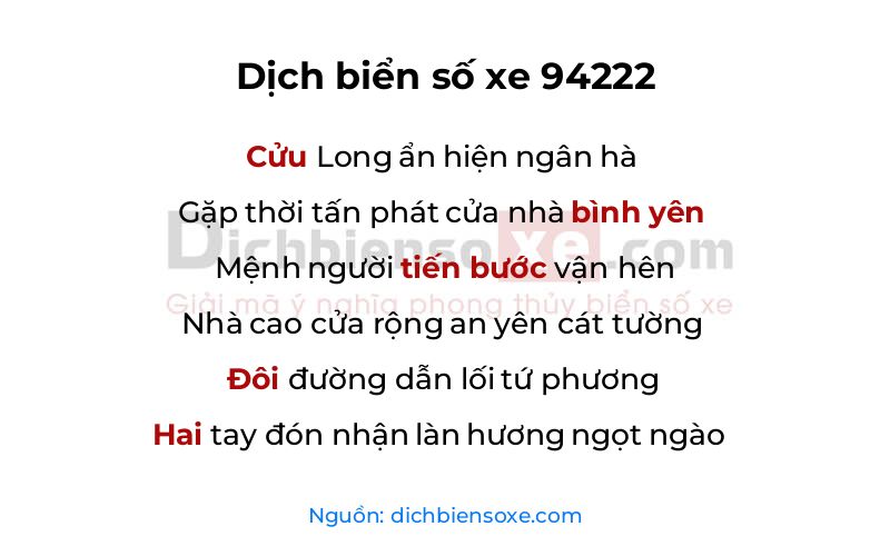 Dịch thơ biển số 94222