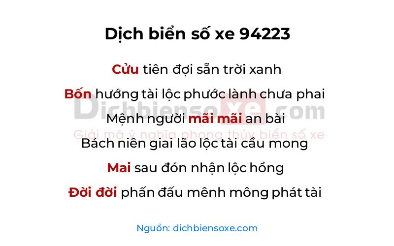 Dịch thơ biển số 94223
