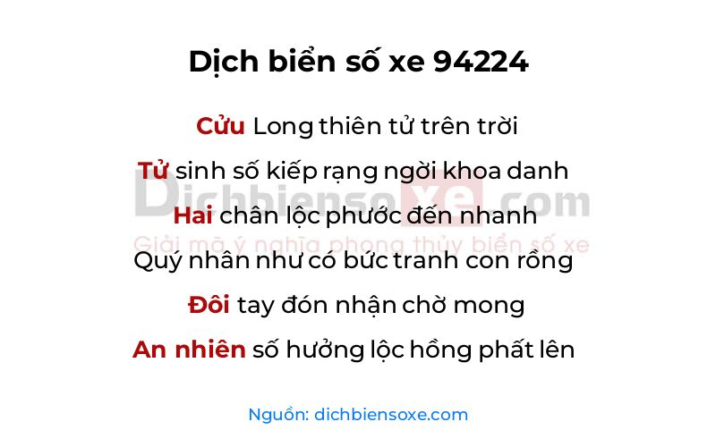 Dịch thơ biển số 94224