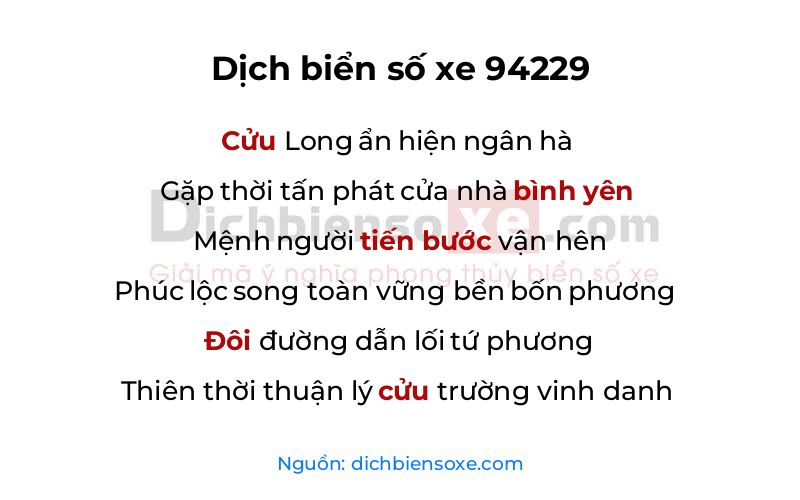 Dịch thơ biển số 94229