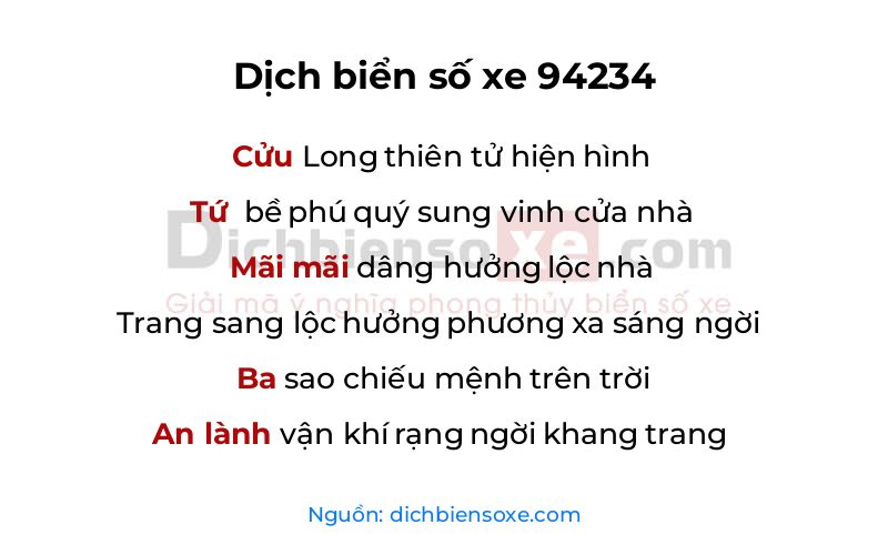 Dịch thơ biển số 94234