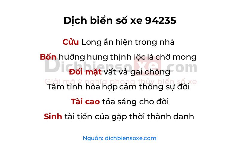 Dịch thơ biển số 94235