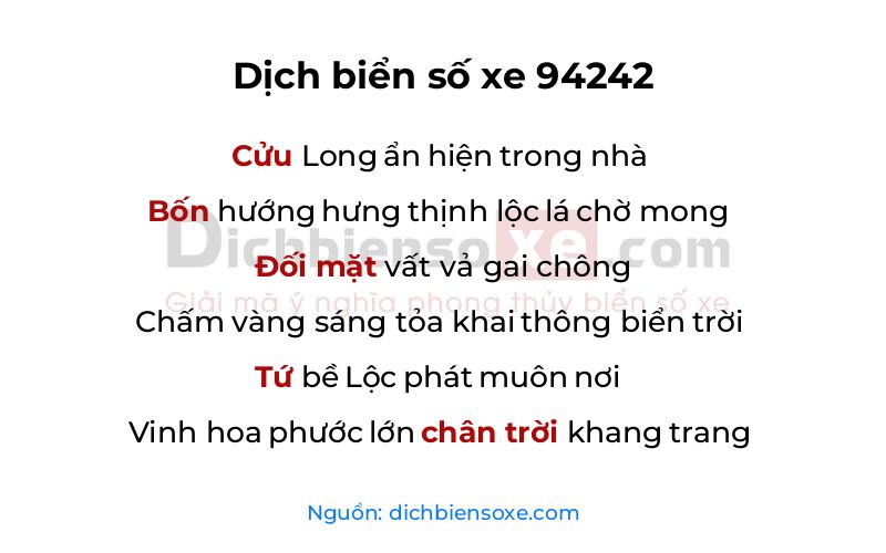 Dịch thơ biển số 94242