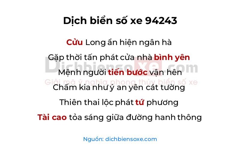 Dịch thơ biển số 94243