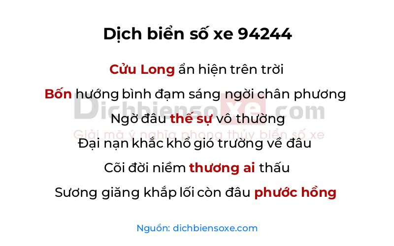 Dịch thơ biển số 94244