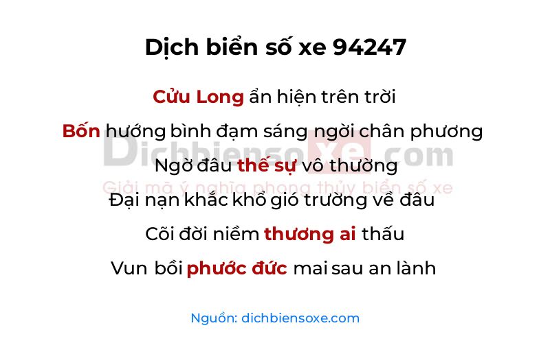 Dịch thơ biển số 94247