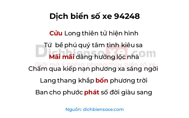 Dịch thơ biển số 94248