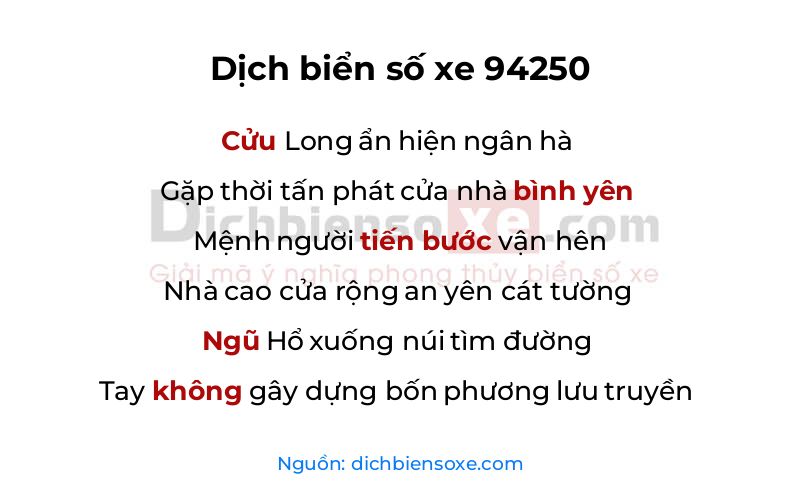 Dịch thơ biển số 94250